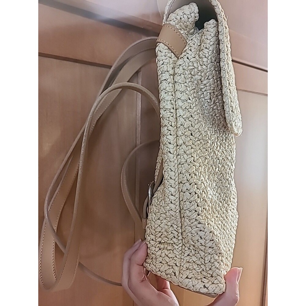 NINE WEST*Vegan* Straw Woven * 2 Tone Natural Colors*Nautical boho - Picture 13 of 13